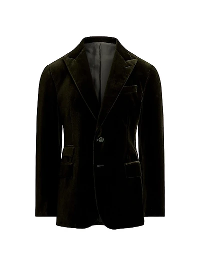 Velvet Single-Breasted Blazer