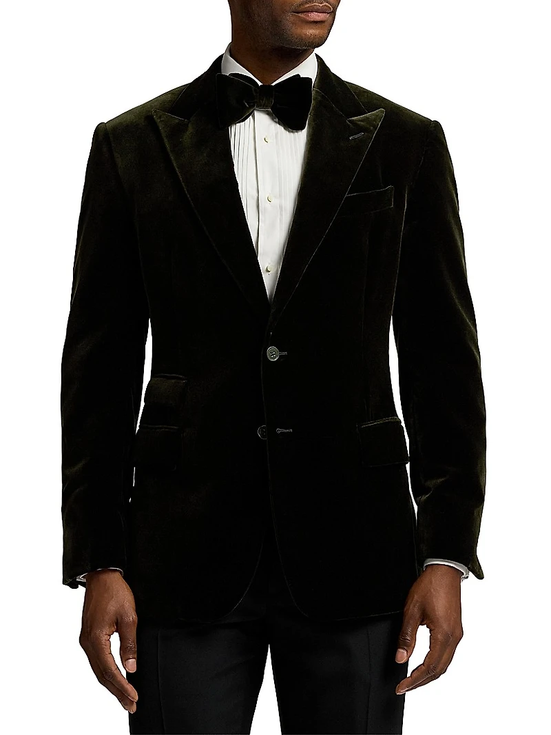Velvet Single-Breasted Blazer