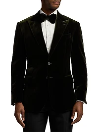 Velvet Single-Breasted Blazer