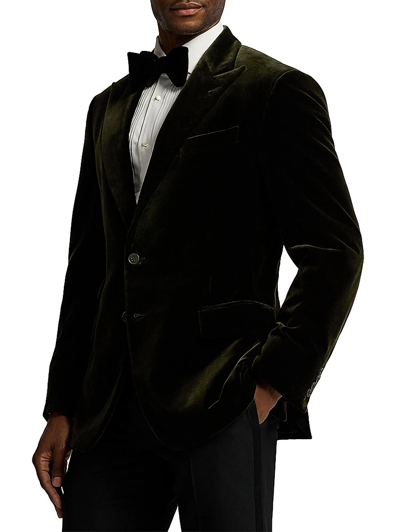 Velvet Single-Breasted Blazer