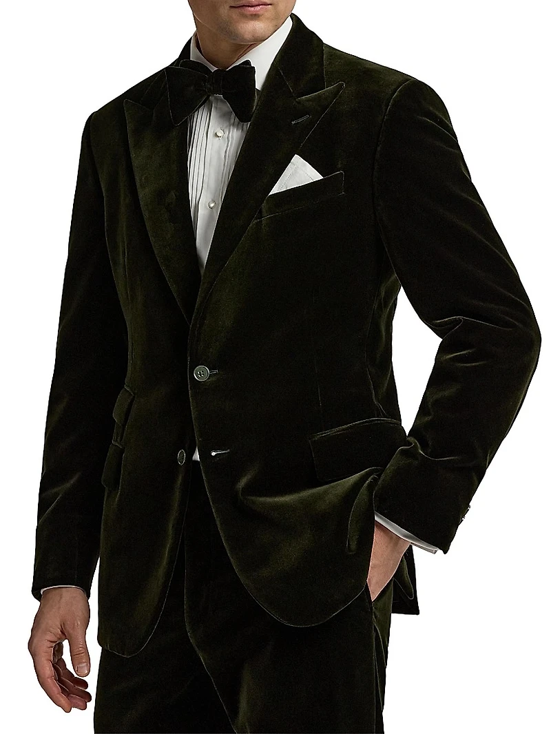 Velvet Single-Breasted Blazer