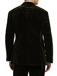 Velvet Single-Breasted Blazer
