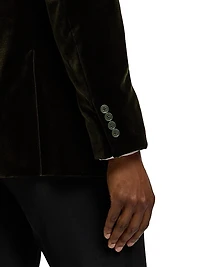 Velvet Single-Breasted Blazer