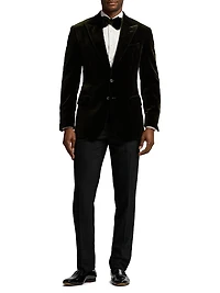 Velvet Single-Breasted Blazer