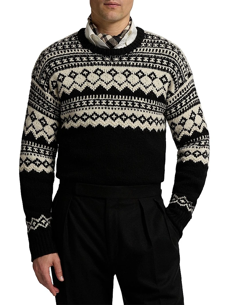 Fair Isle-Style Cashmere Crewneck Sweater