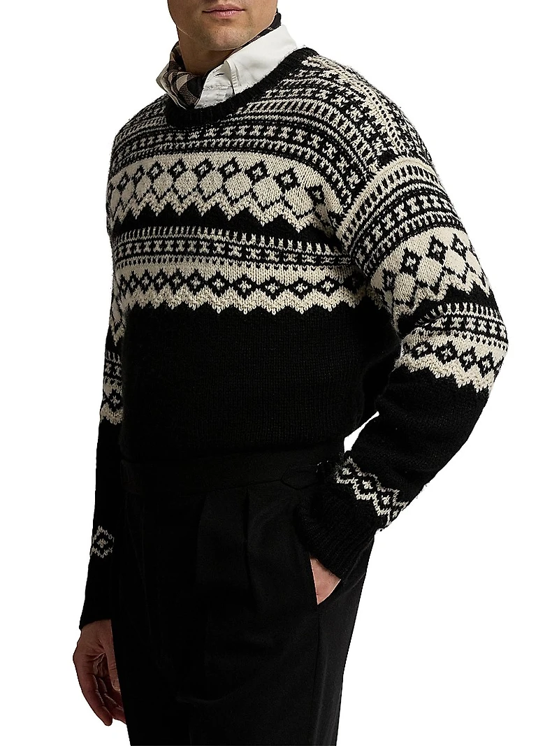 Fair Isle-Style Cashmere Crewneck Sweater