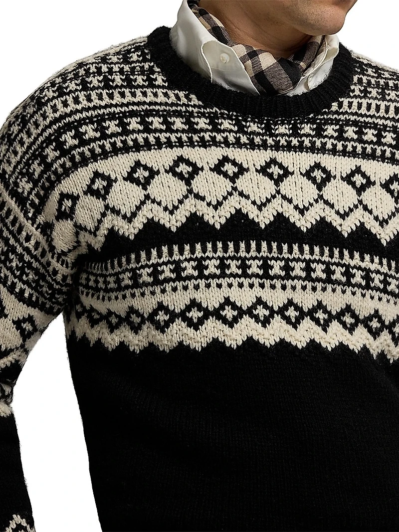 Fair Isle-Style Cashmere Crewneck Sweater