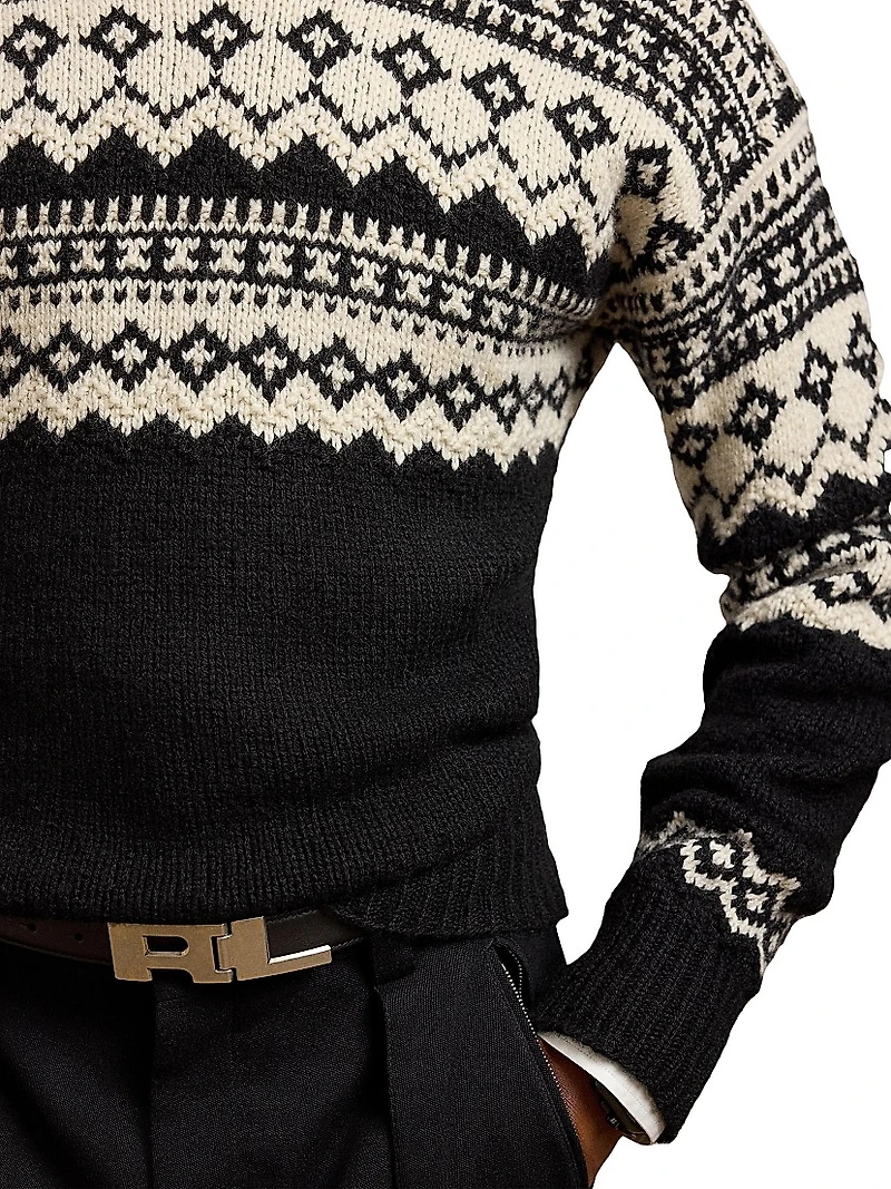 Fair Isle-Style Cashmere Crewneck Sweater