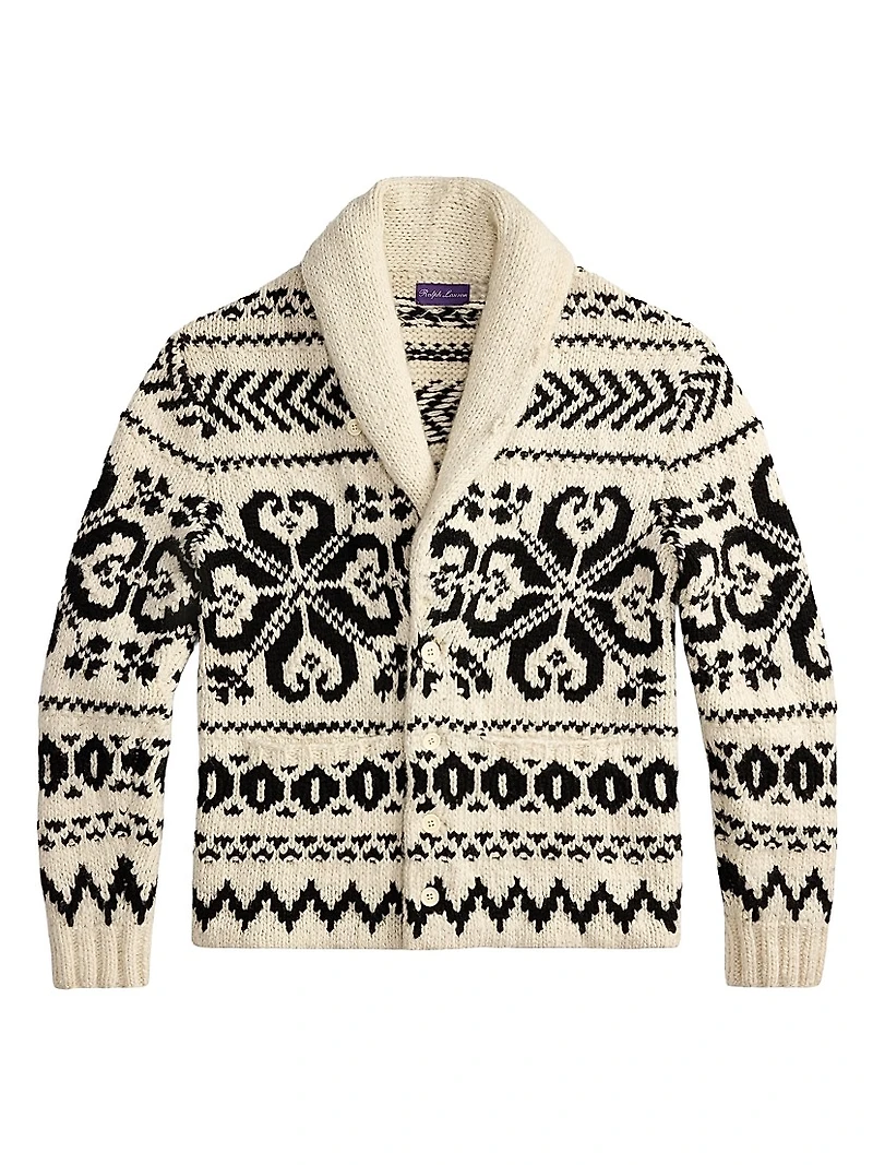 Intarsia Jacquard Shawl Sweater