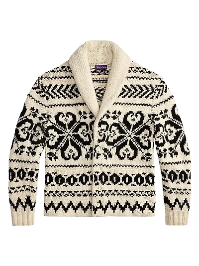 Intarsia Jacquard Shawl Sweater