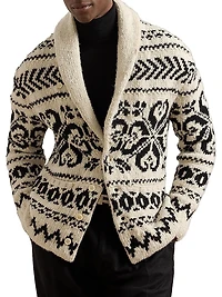 Intarsia Jacquard Shawl Sweater