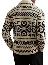 Intarsia Jacquard Shawl Sweater
