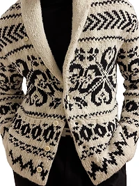 Intarsia Jacquard Shawl Sweater