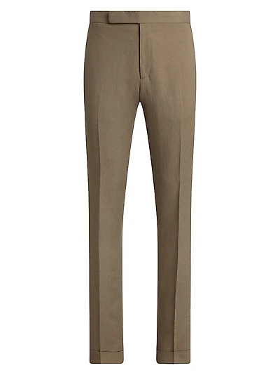 Silk-Linen Slim Trousers
