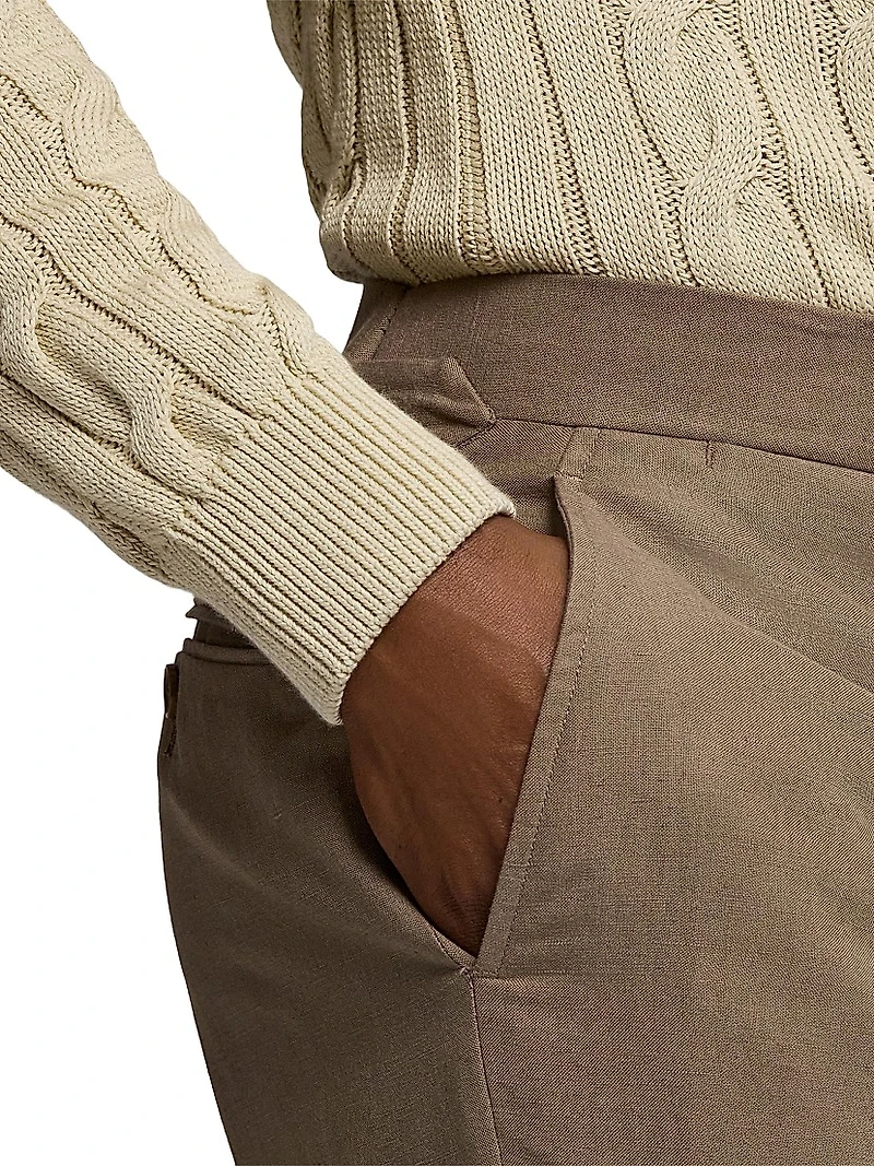 Silk-Linen Slim Trousers