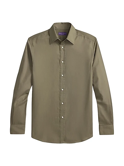 Solid Cotton Button-Front Shirt