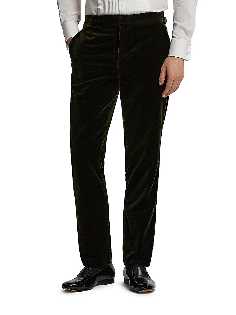 Cotton Velvet Slim-Fit Trousers