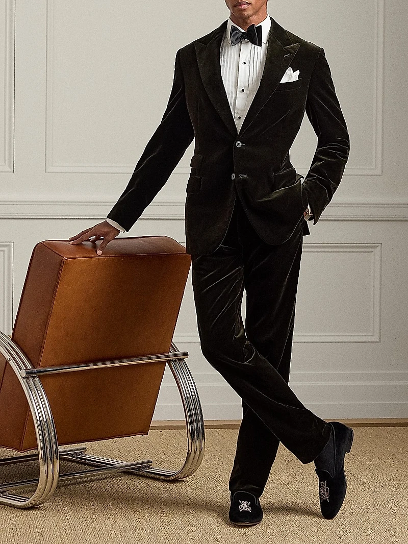 Cotton Velvet Slim-Fit Trousers