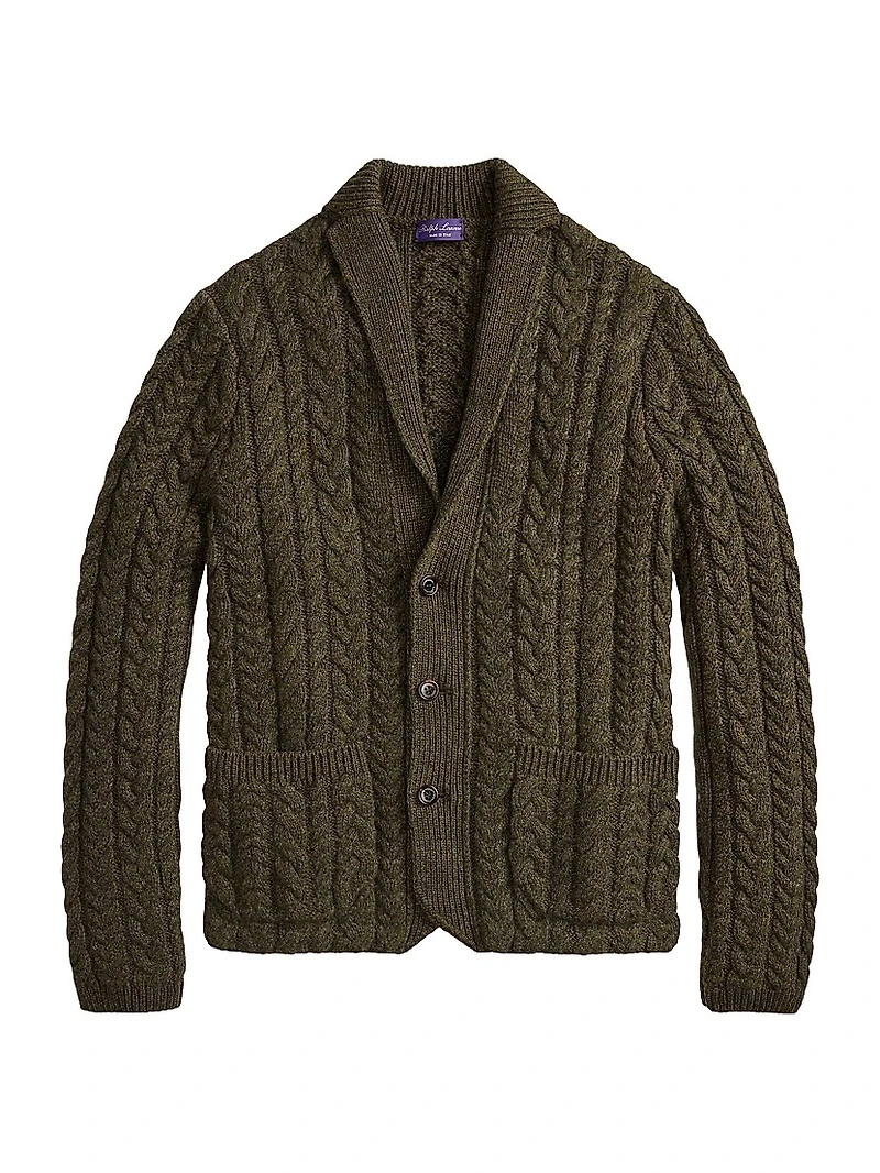 Blazer-Style Cable-Knit Cashmere Sweater