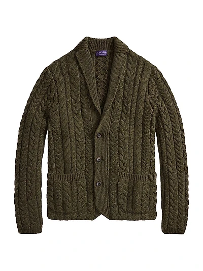 Blazer-Style Cable-Knit Cashmere Sweater