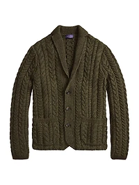 Blazer-Style Cable-Knit Cashmere Sweater