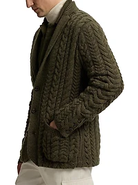 Blazer-Style Cable-Knit Cashmere Sweater