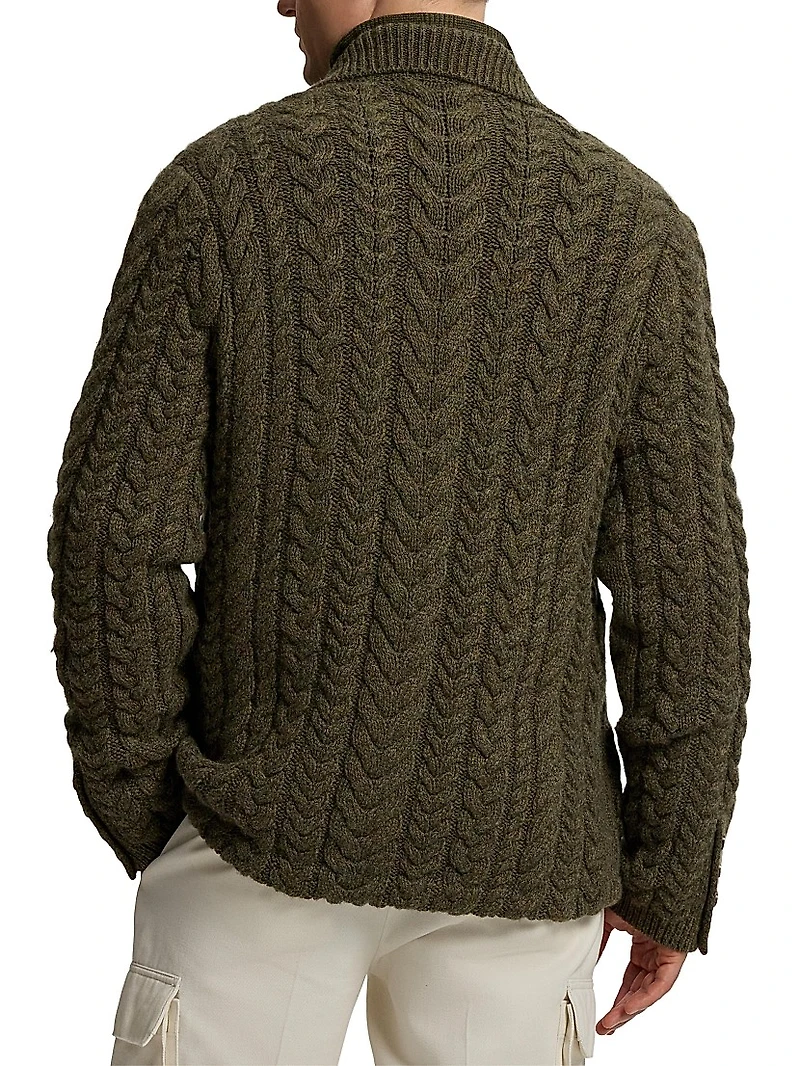 Blazer-Style Cable-Knit Cashmere Sweater