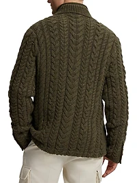 Blazer-Style Cable-Knit Cashmere Sweater