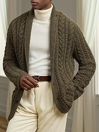 Blazer-Style Cable-Knit Cashmere Sweater