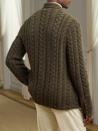 Blazer-Style Cable-Knit Cashmere Sweater
