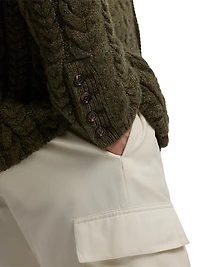 Blazer-Style Cable-Knit Cashmere Sweater