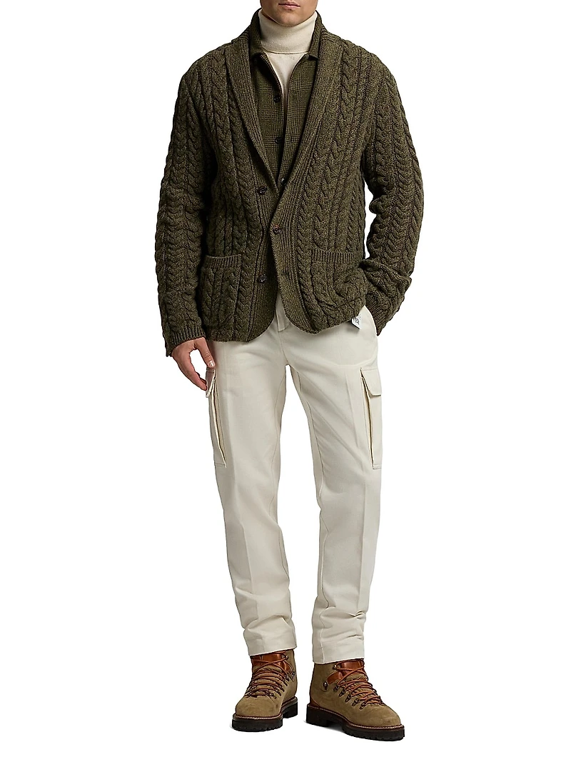 Blazer-Style Cable-Knit Cashmere Sweater