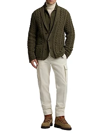 Blazer-Style Cable-Knit Cashmere Sweater