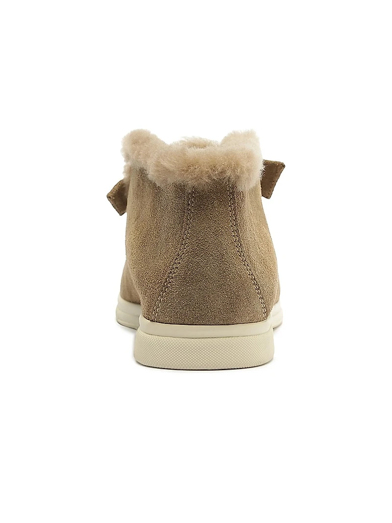 Clarita Shearling-Trim Suede Slip-On Booties