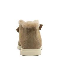 Clarita Shearling-Trim Suede Slip-On Booties