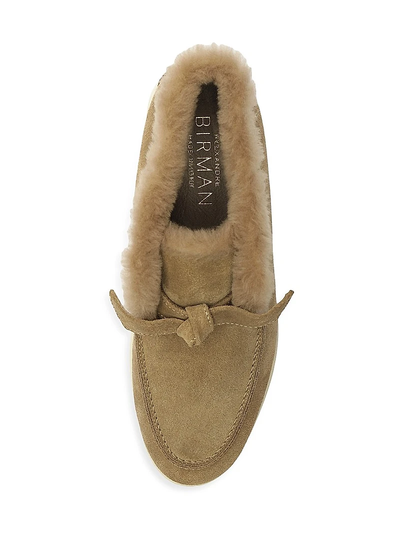 Clarita Shearling-Trim Suede Slip-On Booties