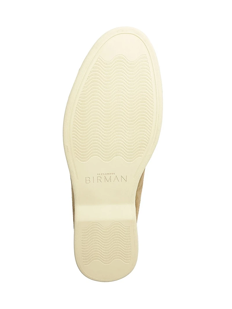 Clarita Shearling-Trim Suede Slip-On Booties