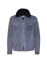 Suede Curly Shearling Four Pocket Jacket