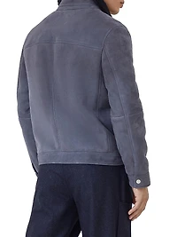Suede Curly Shearling Four Pocket Jacket