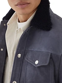 Suede Curly Shearling Four Pocket Jacket