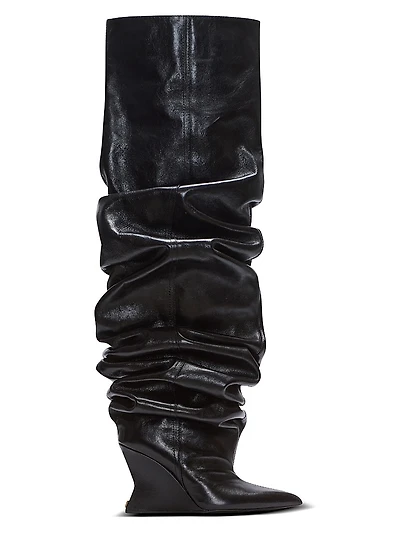 95MM Ruched Leather Over-The-Knee Boots