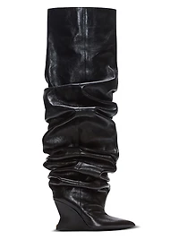 95MM Ruched Leather Over-The-Knee Boots