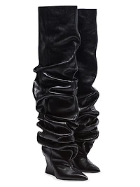 95MM Ruched Leather Over-The-Knee Boots