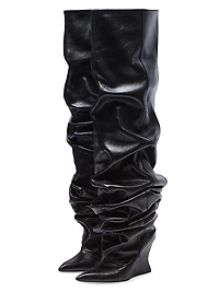 95MM Ruched Leather Over-The-Knee Boots