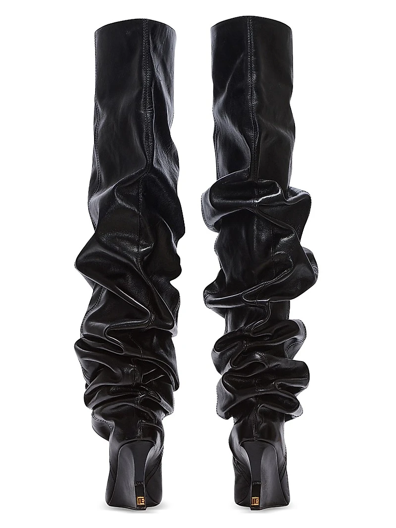 95MM Ruched Leather Over-The-Knee Boots