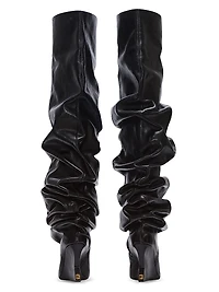 95MM Ruched Leather Over-The-Knee Boots