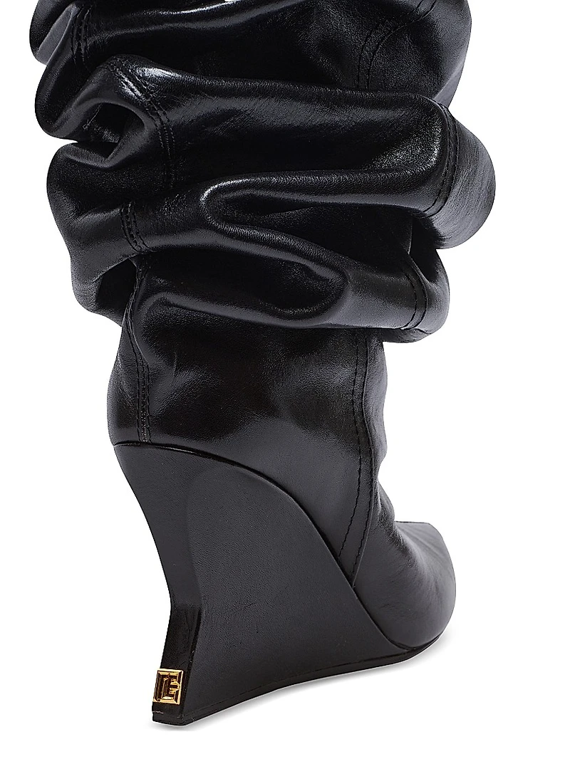 95MM Ruched Leather Over-The-Knee Boots