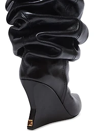 95MM Ruched Leather Over-The-Knee Boots