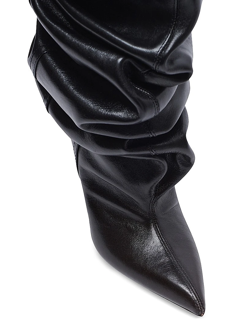 95MM Ruched Leather Over-The-Knee Boots