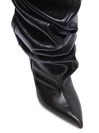 95MM Ruched Leather Over-The-Knee Boots